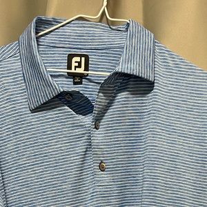 Men’s Footjoy blue striped polo large.